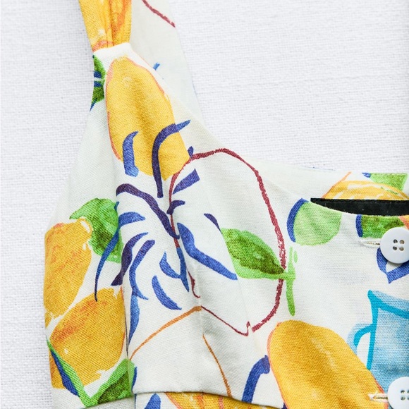 ๐2024 ZARA BLOGGERS LEMON ๐ PRINTED MIDI DRESS - Picture 4 of 5